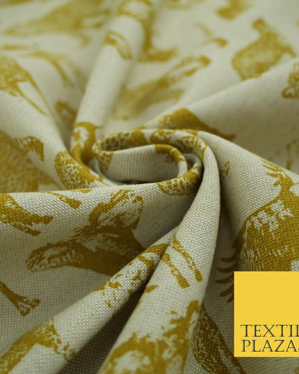 Beige Animal Lion Falcon Giraffe Leopard Zebra Printed Cotton Canvas Fabric 4129