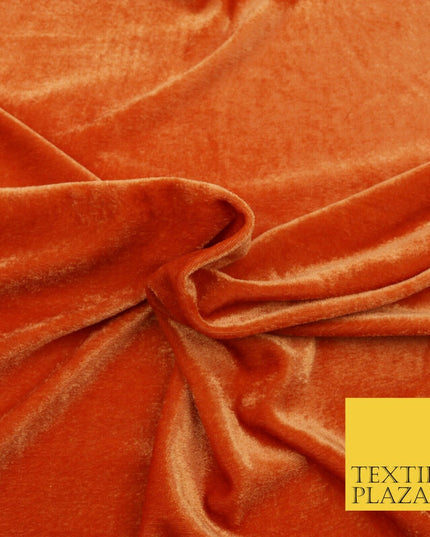 ORANGE Soft Plain Velvet Fabric Material - 58" - More Colours Available PB12