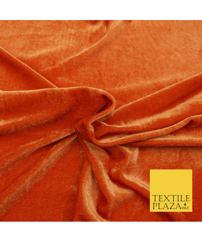 ORANGE Soft Plain Velvet Fabric Material - 58" - More Colours Available PB12