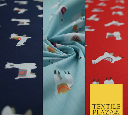 Llama Alpaca Drama Floating Wildlife Printed Poly Cotton Fabric Polycotton Craft