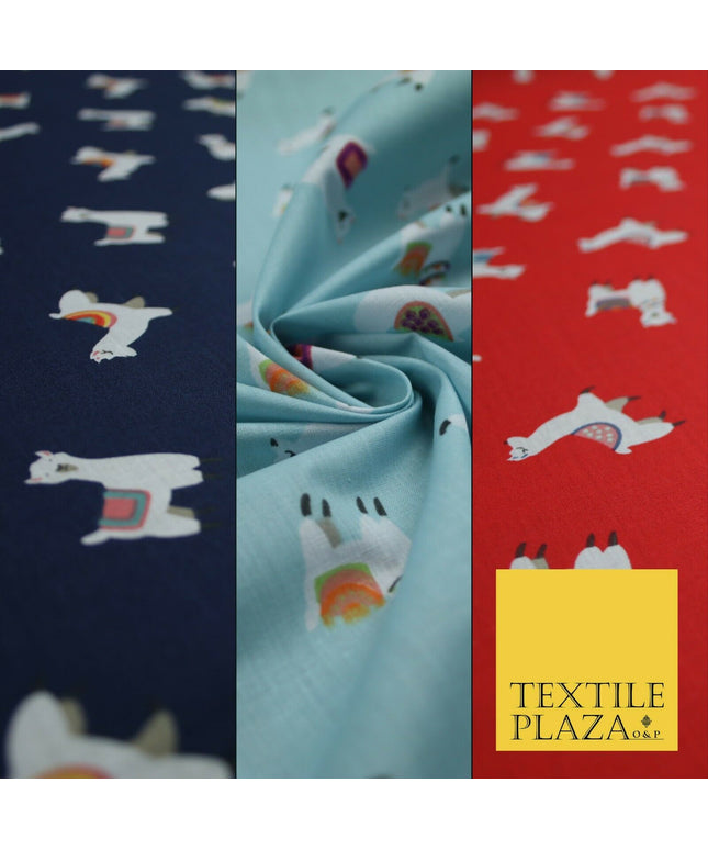 Llama Alpaca Drama Floating Wildlife Printed Poly Cotton Fabric Polycotton Craft