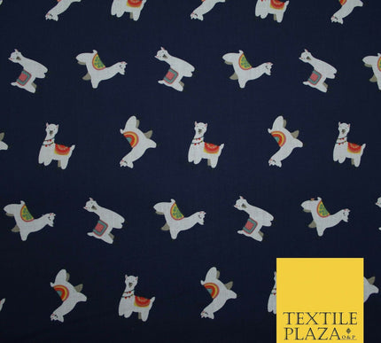 Llama Alpaca Drama Floating Wildlife Printed Poly Cotton Fabric Polycotton Craft