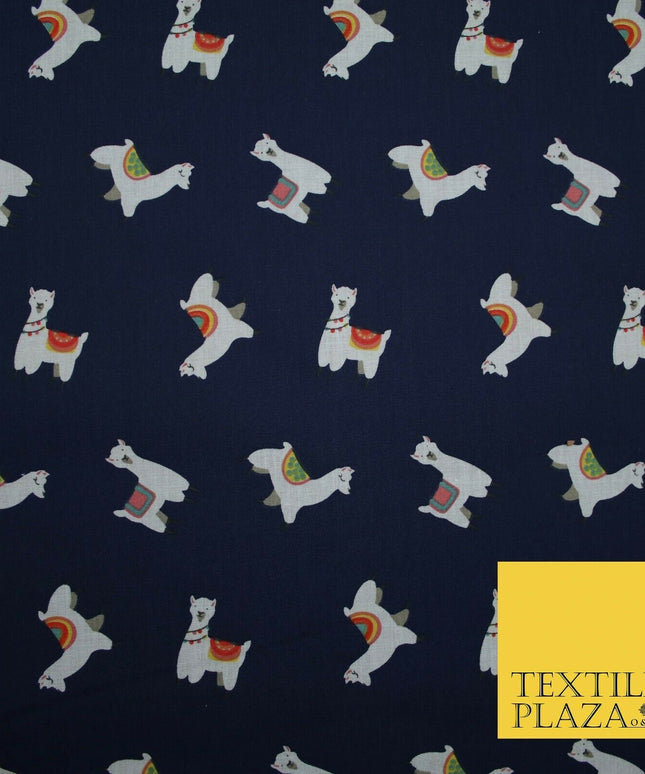 Llama Alpaca Drama Floating Wildlife Printed Poly Cotton Fabric Polycotton Craft