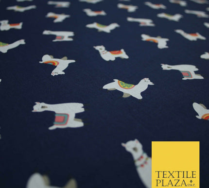 Llama Alpaca Drama Floating Wildlife Printed Poly Cotton Fabric Polycotton Craft