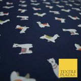 Llama Alpaca Drama Floating Wildlife Printed Poly Cotton Fabric Polycotton Craft