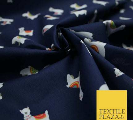 Llama Alpaca Drama Floating Wildlife Printed Poly Cotton Fabric Polycotton Craft