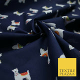 Llama Alpaca Drama Floating Wildlife Printed Poly Cotton Fabric Polycotton Craft