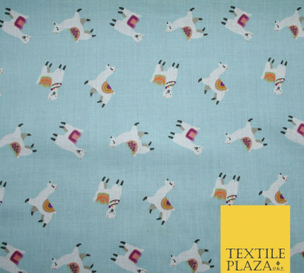 Llama Alpaca Drama Floating Wildlife Printed Poly Cotton Fabric Polycotton Craft