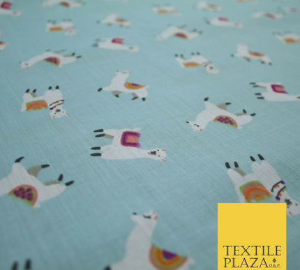 Llama Alpaca Drama Floating Wildlife Printed Poly Cotton Fabric Polycotton Craft