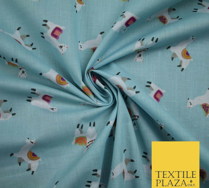 Llama Alpaca Drama Floating Wildlife Printed Poly Cotton Fabric Polycotton Craft