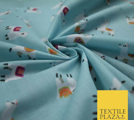 Llama Alpaca Drama Floating Wildlife Printed Poly Cotton Fabric Polycotton Craft