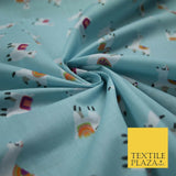 Llama Alpaca Drama Floating Wildlife Printed Poly Cotton Fabric Polycotton Craft