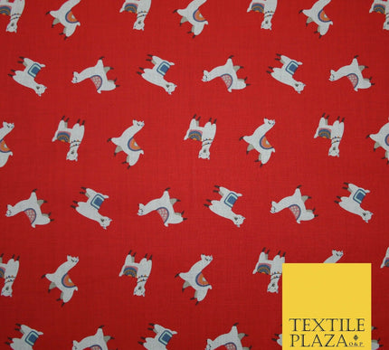 Llama Alpaca Drama Floating Wildlife Printed Poly Cotton Fabric Polycotton Craft