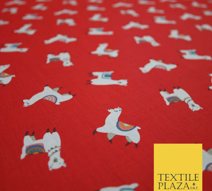 Llama Alpaca Drama Floating Wildlife Printed Poly Cotton Fabric Polycotton Craft