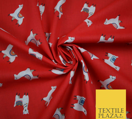 Llama Alpaca Drama Floating Wildlife Printed Poly Cotton Fabric Polycotton Craft