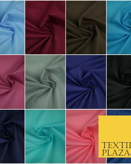 PREMIUM POPLIN BLEND POLY COTTON PLAIN DYED POLYCOTTON FABRIC CRAFT MATERIAL 44"