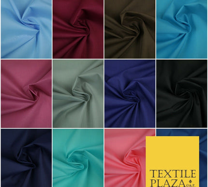 PREMIUM POPLIN BLEND POLY COTTON PLAIN DYED POLYCOTTON FABRIC CRAFT MATERIAL 44"
