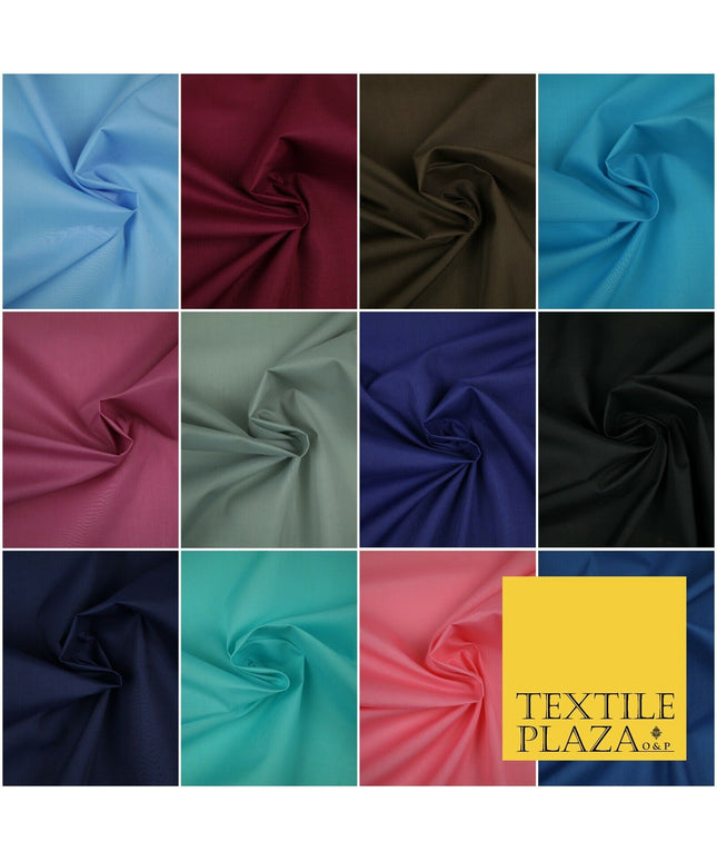 PREMIUM POPLIN BLEND POLY COTTON PLAIN DYED POLYCOTTON FABRIC CRAFT MATERIAL 44"