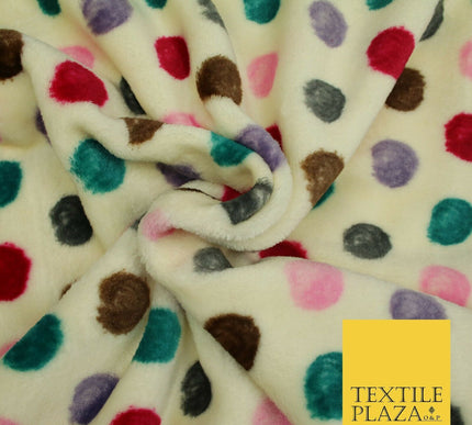 Super Soft Cream Jade Multi Spotted Cuddle Fleece Double Sided Fabric 58" 1843