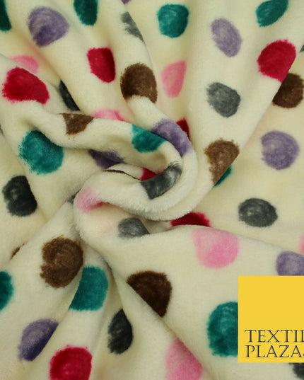 Super Soft Cream Jade Multi Spotted Cuddle Fleece Double Sided Fabric 58" 1843