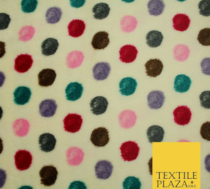 Super Soft Cream Jade Multi Spotted Cuddle Fleece Double Sided Fabric 58" 1843