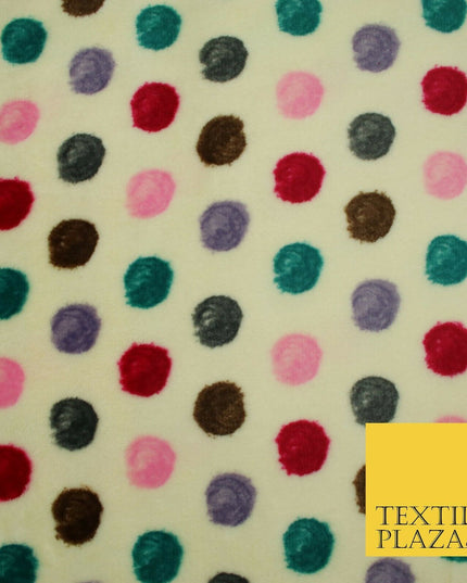 Super Soft Cream Jade Multi Spotted Cuddle Fleece Double Sided Fabric 58" 1843