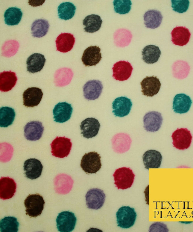 Super Soft Cream Jade Multi Spotted Cuddle Fleece Double Sided Fabric 58" 1843