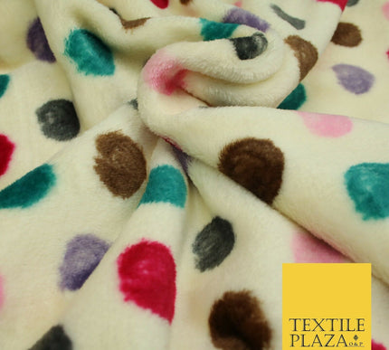 Super Soft Cream Jade Multi Spotted Cuddle Fleece Double Sided Fabric 58" 1843