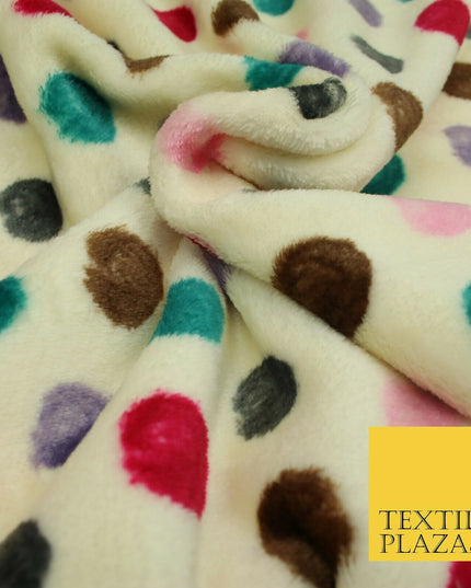 Super Soft Cream Jade Multi Spotted Cuddle Fleece Double Sided Fabric 58" 1843