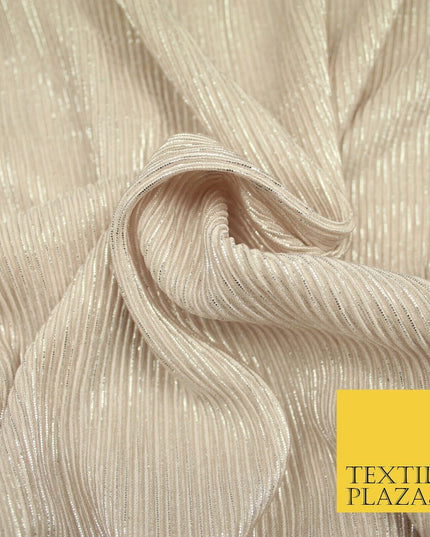 Luxury METALLIC Pleated Crushed Satin Stretch Fabric Dress Dance Skirt Trousers
