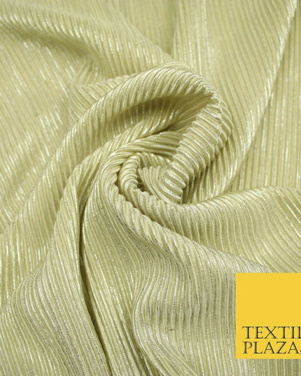 Luxury METALLIC Pleated Crushed Satin Stretch Fabric Dress Dance Skirt Trousers