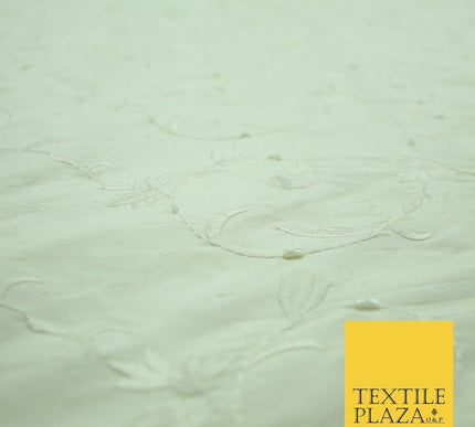 Bridal Bridesmaids Wedding 100% Pure TwoTone Silk Bead Allover Embroidery Fabric