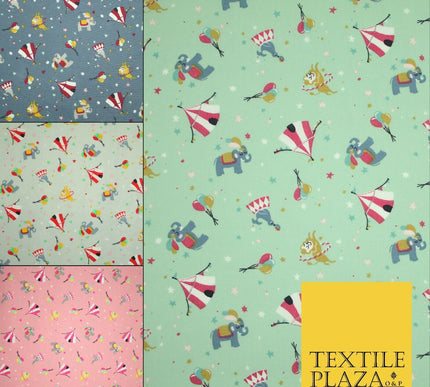Fun Circus Elephant Balloons Stars 100% Cotton Poplin Print Fabric Face Masks