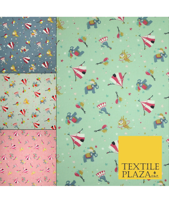 Fun Circus Elephant Balloons Stars 100% Cotton Poplin Print Fabric Face Masks