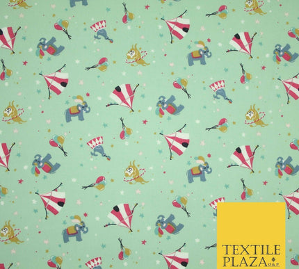 Fun Circus Elephant Balloons Stars 100% Cotton Poplin Print Fabric Face Masks