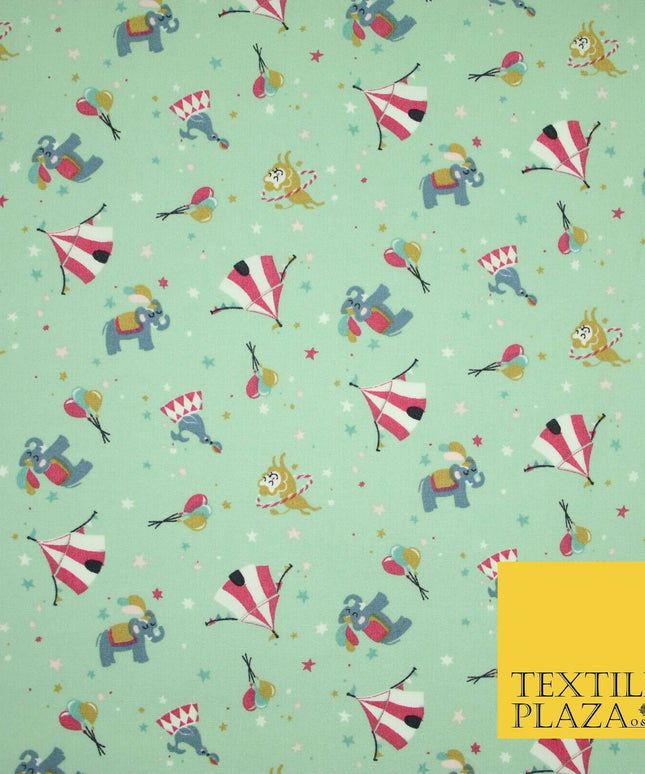 Fun Circus Elephant Balloons Stars 100% Cotton Poplin Print Fabric Face Masks