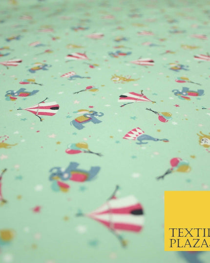 Fun Circus Elephant Balloons Stars 100% Cotton Poplin Print Fabric Face Masks