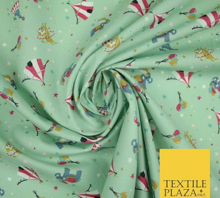 Fun Circus Elephant Balloons Stars 100% Cotton Poplin Print Fabric Face Masks