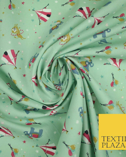 Fun Circus Elephant Balloons Stars 100% Cotton Poplin Print Fabric Face Masks