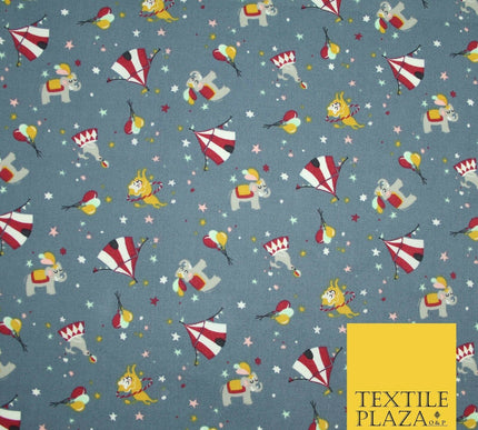 Fun Circus Elephant Balloons Stars 100% Cotton Poplin Print Fabric Face Masks