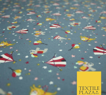 Fun Circus Elephant Balloons Stars 100% Cotton Poplin Print Fabric Face Masks