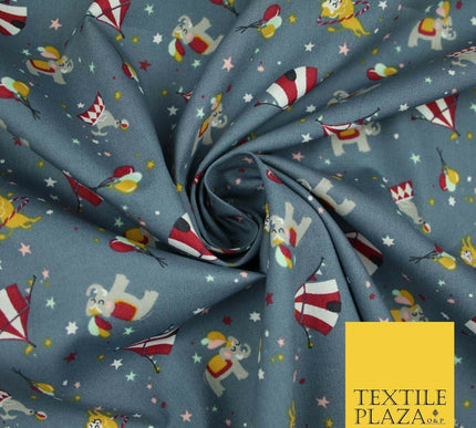 Fun Circus Elephant Balloons Stars 100% Cotton Poplin Print Fabric Face Masks