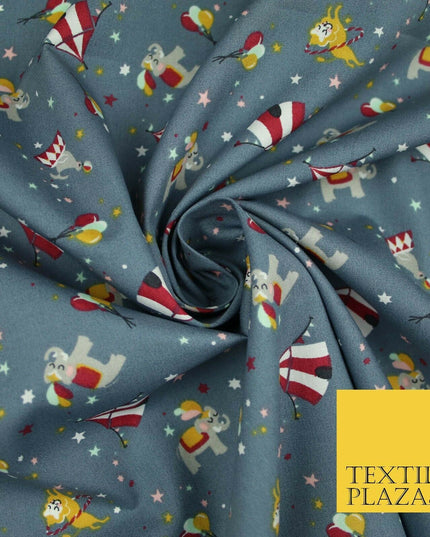 Fun Circus Elephant Balloons Stars 100% Cotton Poplin Print Fabric Face Masks