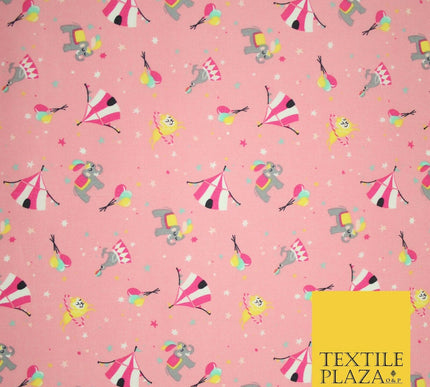 Fun Circus Elephant Balloons Stars 100% Cotton Poplin Print Fabric Face Masks