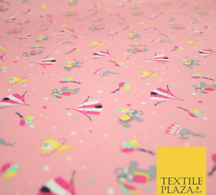 Fun Circus Elephant Balloons Stars 100% Cotton Poplin Print Fabric Face Masks