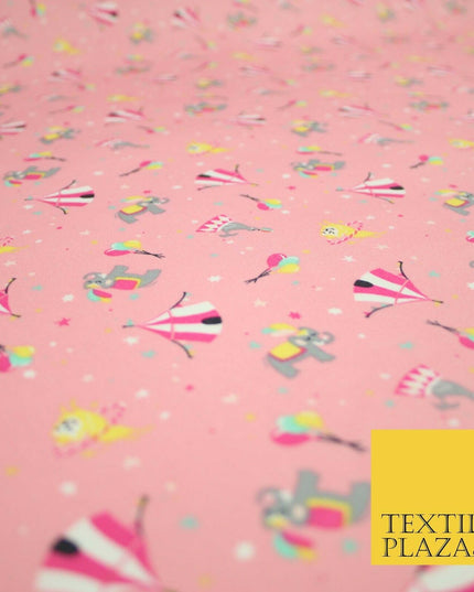 Fun Circus Elephant Balloons Stars 100% Cotton Poplin Print Fabric Face Masks