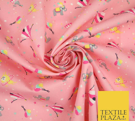 Fun Circus Elephant Balloons Stars 100% Cotton Poplin Print Fabric Face Masks