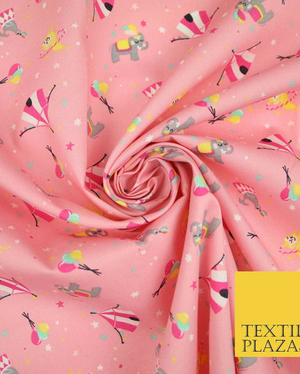 Fun Circus Elephant Balloons Stars 100% Cotton Poplin Print Fabric Face Masks