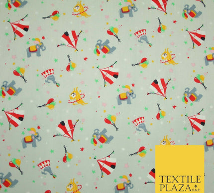 Fun Circus Elephant Balloons Stars 100% Cotton Poplin Print Fabric Face Masks