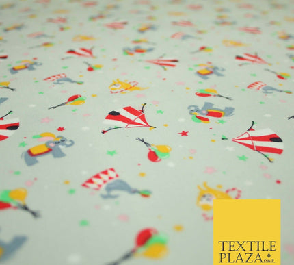 Fun Circus Elephant Balloons Stars 100% Cotton Poplin Print Fabric Face Masks
